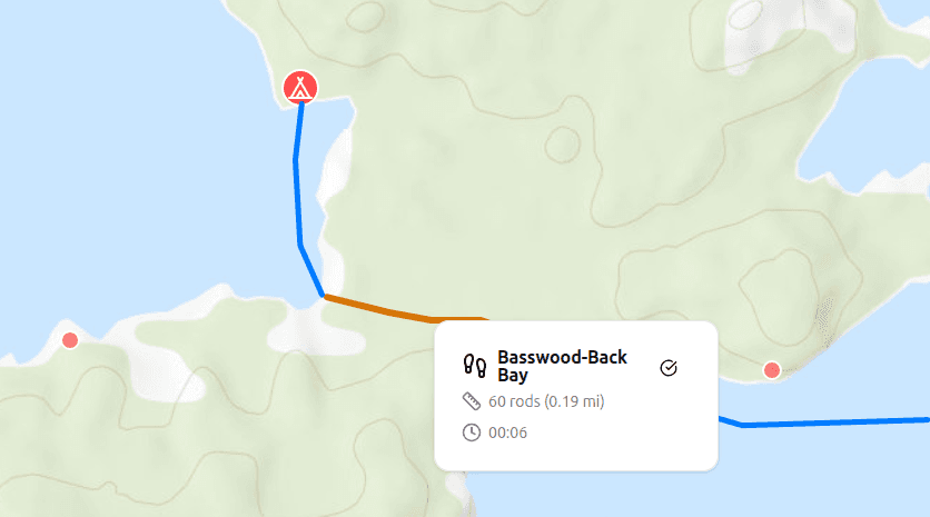 Screenshot of the Canoe Compass map being used to draw a custom route.